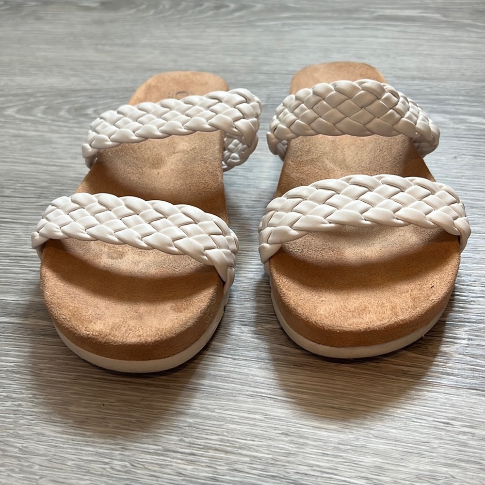 White braided sandals